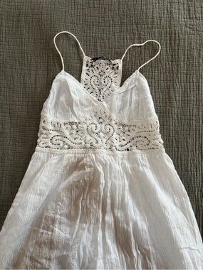 Zara White Crochet-Detail dress
